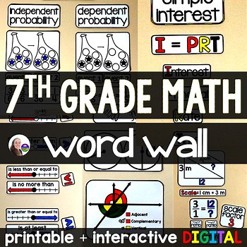 7th Grade Math Word Wall | 7th Grade Math Classroom Vocabulary