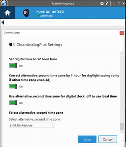 Garmin Express CleanAnalogPlus Settings