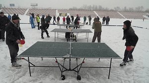 Table tennis... on ice... in the snow. Russia hosts first ice skating table tennis championships. | AFP News Agency