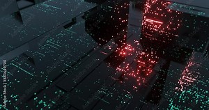 Abstract Digital code, Software developer motion graphic background. Application programming interface and software visual. Array data structure and encryption concept. 3D render, 4K seamless loop