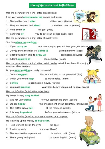 Gerunds and Infinitives online practice