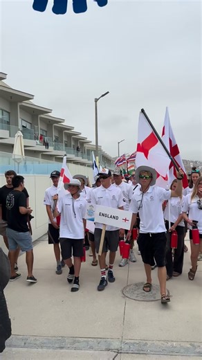 Some clips from The Parade of Nations yesterday! Thanks to Eva and Reen for representing England on stage as sand pourer and flag waver. Amazing to see all the nations together and we’re stoked now the comp has started 🙌 🏴󠁧󠁢󠁥󠁮󠁧󠁿 LET’S GO! #isaworlds #surfingengland #teamenglandjuniors | Surfing England