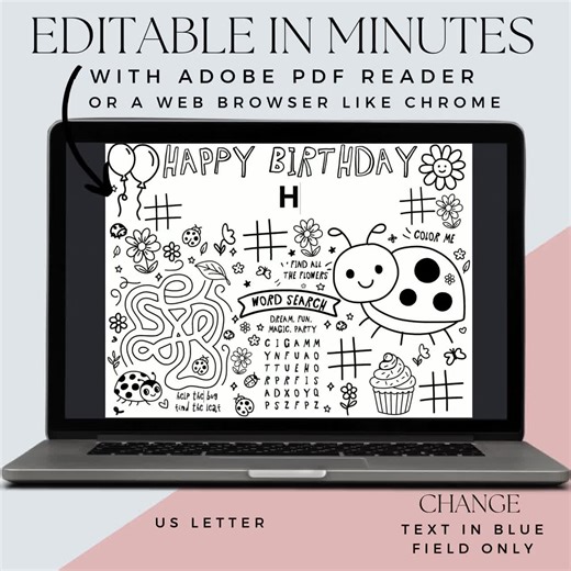 Ladybug Birthday Party Activity Sheet, Lady Bug Party Favor, Spot Bug Theme Table Mat, Kids Birthday Party Coloring Page, First Birthday - Etsy