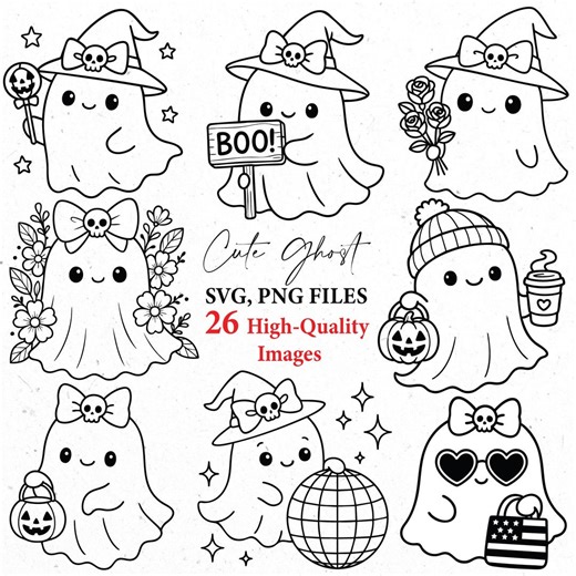 Cute Ghost Svg, Ghost Png, Cute Ghost Clipart, Halloween Svg, Halloween Png, Spooky Season, Kawaii Ghost, Svg Bundle, Svg Files, Svg Cricut - Etsy Australia