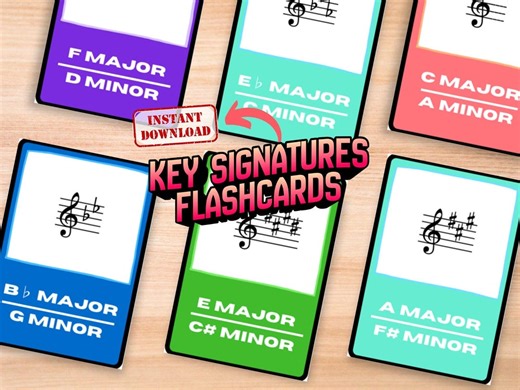 Key Signature Music Theory Flashcards – Printable for Beginners | Teaching Materials (digital Download) - Etsy