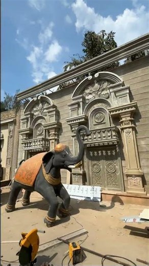 "Grand Facade FRP Work | Elegant Architectural Design in Progress"