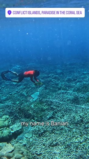 Banian one of our rangers from Panapompom in the Deboyne group staring in his own interview about working with @shebahopegrows and @mars.anz on our Kulita Garden coral restoration project. | Conflict Islands Conservation Initiative