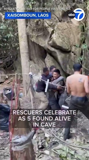 5 villagers missing in a flooded Laos cave for more than a week have been found alive, rescuers say