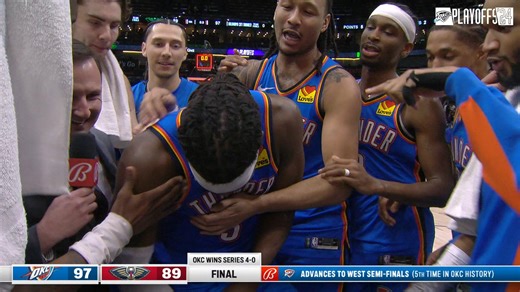 A series defined by defense 🔒 Nick Gallo checks in with Lu and the crew post-game after advancing to the Western Conference Semifinals 🎤 | Oklahoma City Thunder
