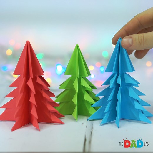 This video teaches you how to make a 3D paper Christmas tree. It's perfect for the holidays, and the best part is it will only take a few minutes. #TheDadLab #christmascrafts #christmasdecorating #christmastree | TheDadLab