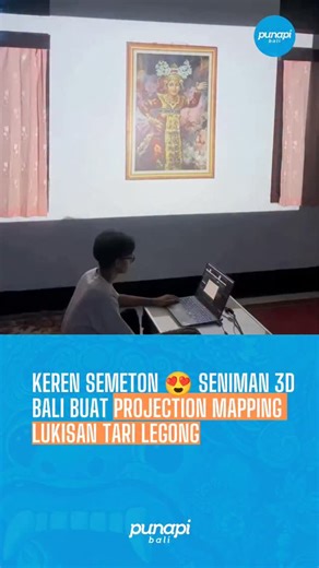 Punapibali on Instagram: "Seniman 3D Bali, Aga Mahesa menunjukkan karya projection mapping pada lukisan Legong yang merupakan tari tradisional Bali. Karya ini memadukan sentuhan visual 3D dengan karya tradisional sehingga terlihat hidup dan menciptakan ilusi visual yang memukau. Keren banget semeton 😍🔥🔥 📽️ @agamahesa"