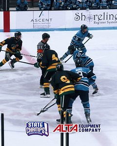 TWO GOALS IN 13 SECONDS FOR MONA SHORES 🚨🚨 Owen Herman and Cooper Nellis strike in rapid fashion to open the 3rd period, breaking a 1-1 tie and powering Mona Shores to a 3-1 win over rival Reeths-Puffer tonight. Powered by Alta Equipment Company #StateChamps #MonaShores #HighSchoolHockey #RivalryGame #Muskegon #MichiganHockey | State Champs Michigan