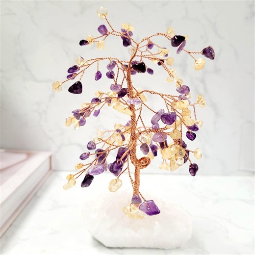 Amethyst and Citrine Gem Tree on Quartz Base • Balance and Uplifting Energy • Ethically Sourced - Etsy