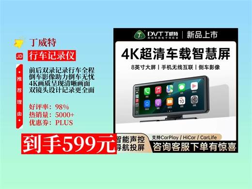 【行车记录仪推荐】行车记录仪怎么挑？599元拿下丁威特一体机！前后双录+倒车影像+4K+32G卡，导航超清晰