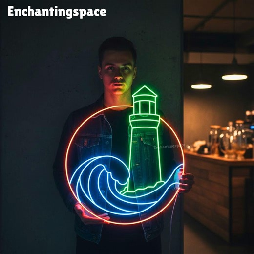 Ocean Lighthouse Neon Sign, Waves LED Wall Art for Living Room, Cafe or Bar Decor, Beach House Light Accent, Unique Gift for Sailors - Etsy