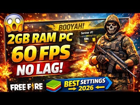 2GB RAM PC 😱 60 FPS Free Fire | Best BlueStacks Settings 2026 🔥
