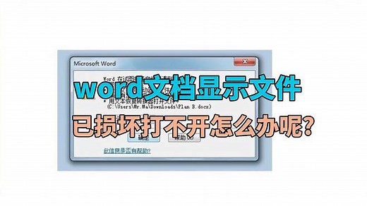 word文档显示文件已损坏打不开怎么办呢