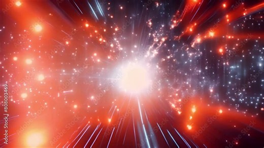 Space, lights and abstract stars in universe for motion screensaver or background, galaxy and solar evolution with shine. Fantasy, astrology backdrop and astronomical wallpaper, cosmic and celestial.