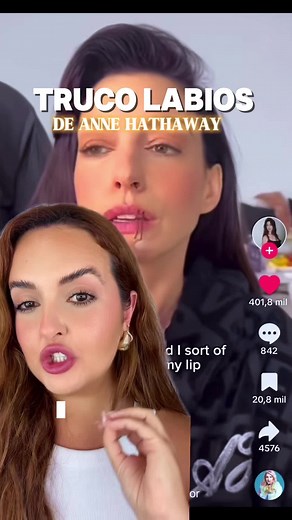 Truco de Anne Hathaway para labios voluminosos