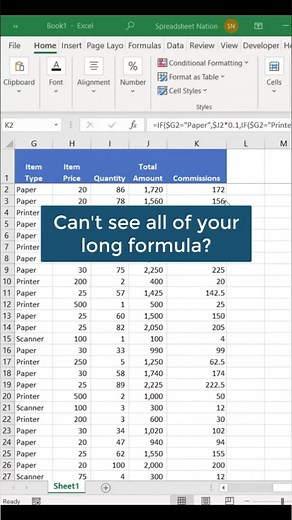Expand your formula bar to see more of your text or formulas. #excel #spreadsheets #exceltips | Spreadsheet Nation