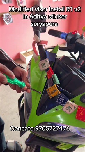 Modified Visor Installation for R1 V2 at Aditya Sticker Suryapura