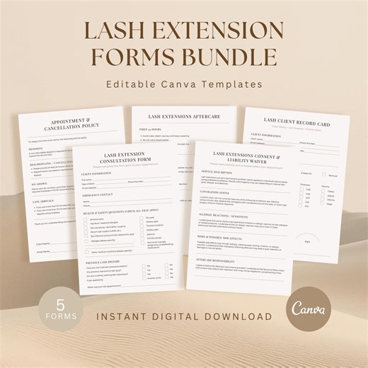 Lash Extension Forms Bundle, Client Consultation, Consent, Aftercare (canva Editable, PDF Digital Download ) - Etsy Canada