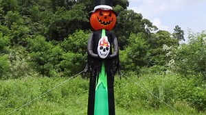 12FT Halloween Inflatables Outdoor Decorations, Pumpkin Halloween Decorations Inflatables with LED Light, Sandbags Stakes Strings Blow Up Halloween Inflatable for Garden Lawn Party Decor