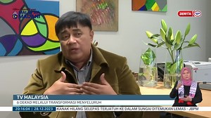 TV Malaysia, 6 dekad melalui transformasi menyeluruh KUALA LUMPUR, 28 Disember - Hari ini genap 60 tahun perkhidmatan televisyen Malaysia (TV Malaysia). Sepanjang enam dekad lalu, TV Malaysia telah melalui pelbagai transformasi menyeluruh. Melangkah ke hadapan, fokus harus tertumpu kepada usaha memperluas capaiannya menerusi peranti mudah alih. Langkah itu penting seiring perkembangan teknologi dalam era digitalisasi. Aspek kandungan rancangan juga harus dititikberatkan bagi memastikan memastika