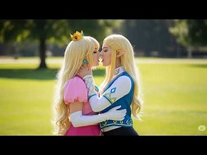 Princess Peach & Zelda AI Cosplay: The Kiss (Mushroom Hyrule Crossover 👑🍄)