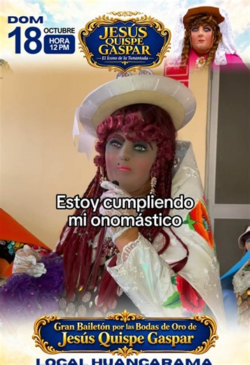 Este domingo 18 de octubre vamos a celebrar por todo lo alto las Bodas de Oro del Ícono de la Tunantada Jesús Quispe Gaspar, en una gran fiesta con la mejor música, danza, tradición y sentimiento. 🇵🇪🎶 🎤 ARTISTAS INVITADOS 🎷 2 ORQUESTAS Y 1 CONJUNTO MUSICAL 💃 GRANDES INSTITUCIONES TUNANTERAS Una celebración que reunirá a grandes representantes de nuestra tradición para celebrar al Ícono de la Tunantada Jesús Quispe Gaspar en sus 50 años de trayectoria y amor por la tunantada. 📅 FECHA: DOMI
