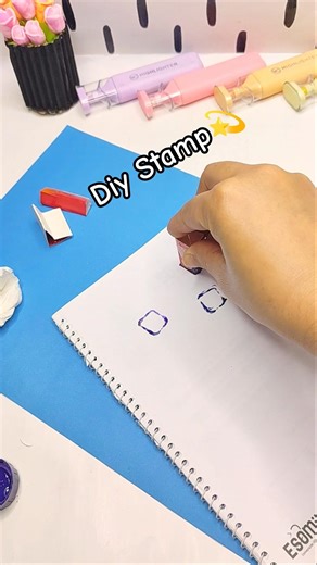 DIY Paper Stamp | Recycled Hard Paper Square Printing Craft |