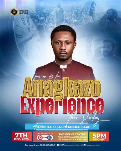 In God, hope is not a wager, it is alignment with a realm that cannot fail. Join us this Sunday as we ascend before the One who answers by illumination, who lifts men by His strength, and satisfies us, not with things, but with Himself #Admin #AEEI | Apostle Effa Emmanuel Isaac