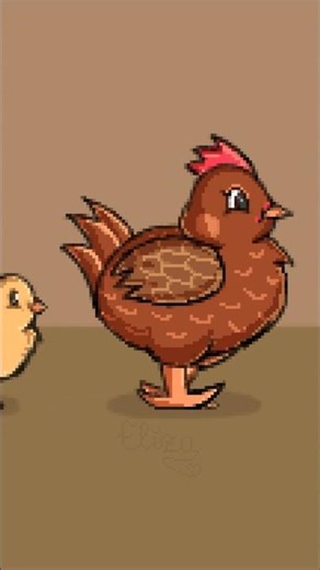 (super cute ending! 🐥) Chicken family #pixelanimation