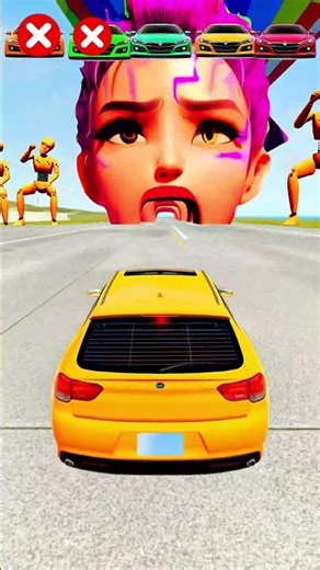 Big and Small Car vs Jinu Half Demon Rumi Kpop Hunters- BeamNG.Drive