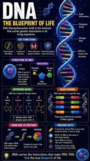 🧬 DNA Explained 🌟 | The Blueprint of Life 🧪 | Amazing Biology Facts ✨ #viral #education #shorts