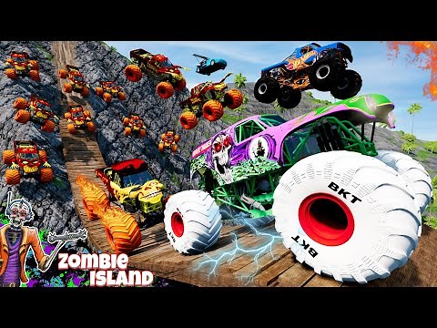 Monster Jam INSANE Racing, Freestyle, and High Speed Jumps LIVE | Zombie Island #2 | BeamNG Drive