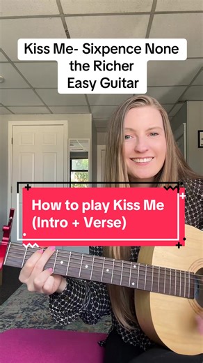 Kiss Me on Acoustic! This will be one of the easier songs for you to learn (and it’s all variations of the D chord) #easyguitar #guitartutorial #kissme #acousticguitar #guitarteacher
