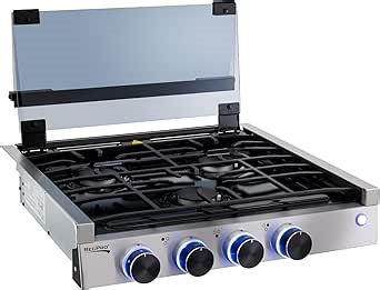 RecPro RV Built In Gas Cooktop | 2 Burner or 3 Burner | RV Cooktop Stove | 6,500 and 8,000 BTU Burners | Cover Included (Stainless Steel, 3-Burner)