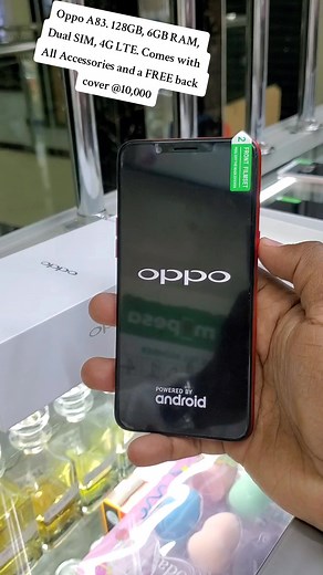 Oppo A83. 128GB, 6GB RAM, Dual SIM, 4G LTE. Comes with All Accessories and a FREE back cover @Kshs 10,000.