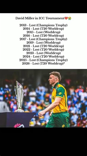 Why David Miller Never Wins ICC Trophy? 🏆😢 (2013-2026 Heartbreak List)