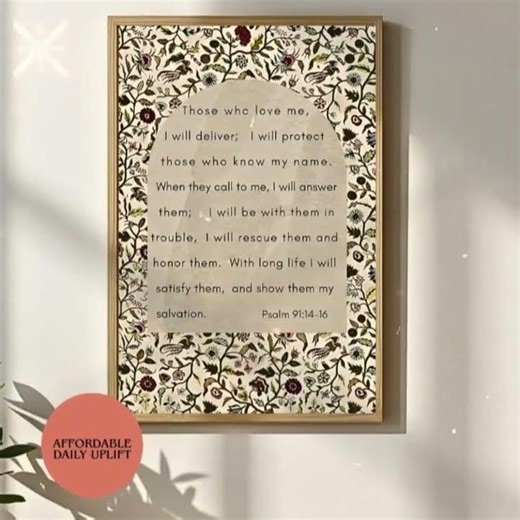 Boho Psalm 91 Wall Art Printable | Christian Home Decor for Women | Scripture Art for Peace