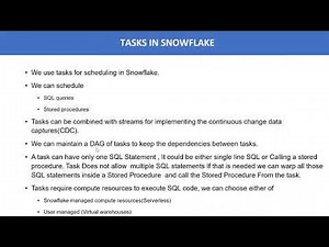 Tasks In Snowflake For Scheduling | Time Schedules | CRON Scheduling | Streams & Task Combined Usage