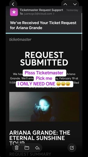 😩 #ticketmaster #arianator #arianagrande #eternalsunshinetour | ticket master