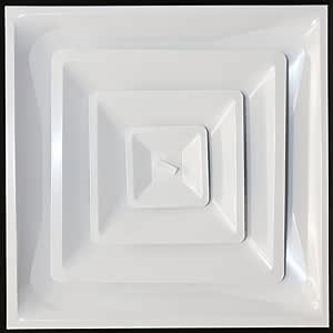 Drop Ceiling HVAC Supply Grille - for T-Bar Lay-in - 3 Coned - 24" x 24" - for 12" Vent Connection