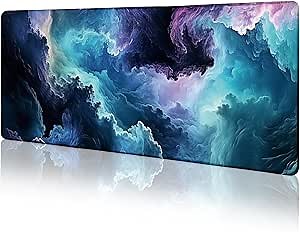 Galaxy Mouse Pad Large Desk Mat, Extra Large Gaming Computer Mousepad with Stitched Edges Non-Slip, Keyboard Mouse Pad for Desktop Cute Aesthetics Home Office Desk Accessories 31.5in