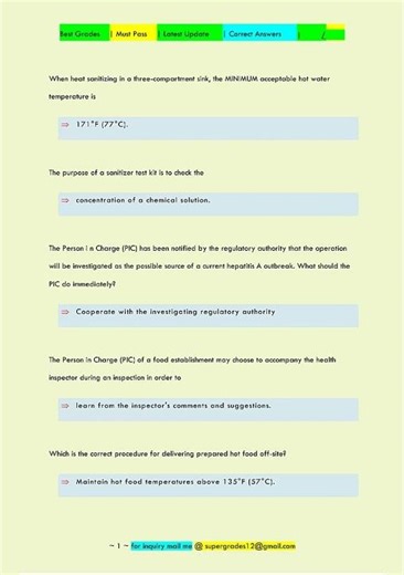 Servsafe Exam Questions And Correct Answers Latest Update new video