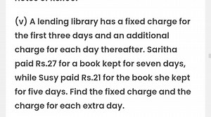 A lending library charges a fixed fee for the first three days ... | Filo