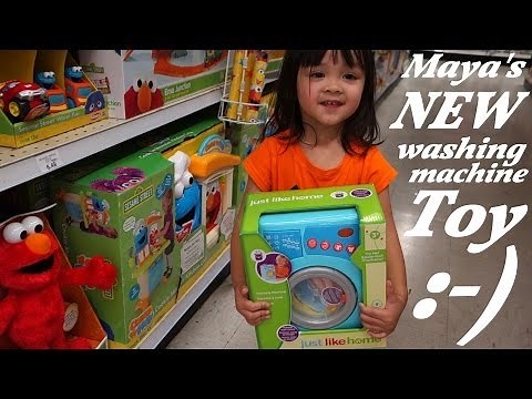Little Girl's Toy: Laundry Washing Machine Toy. Home Appliances Playset Playtime