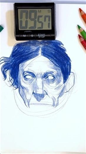 25 Minutes. One Blue Pencil. No Undo #shorts #sketch