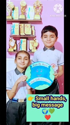 Small Hands, Big Message 🌍💚 | Save Earth Save Future | Earth Day Kids Activity #shorts #loveearth